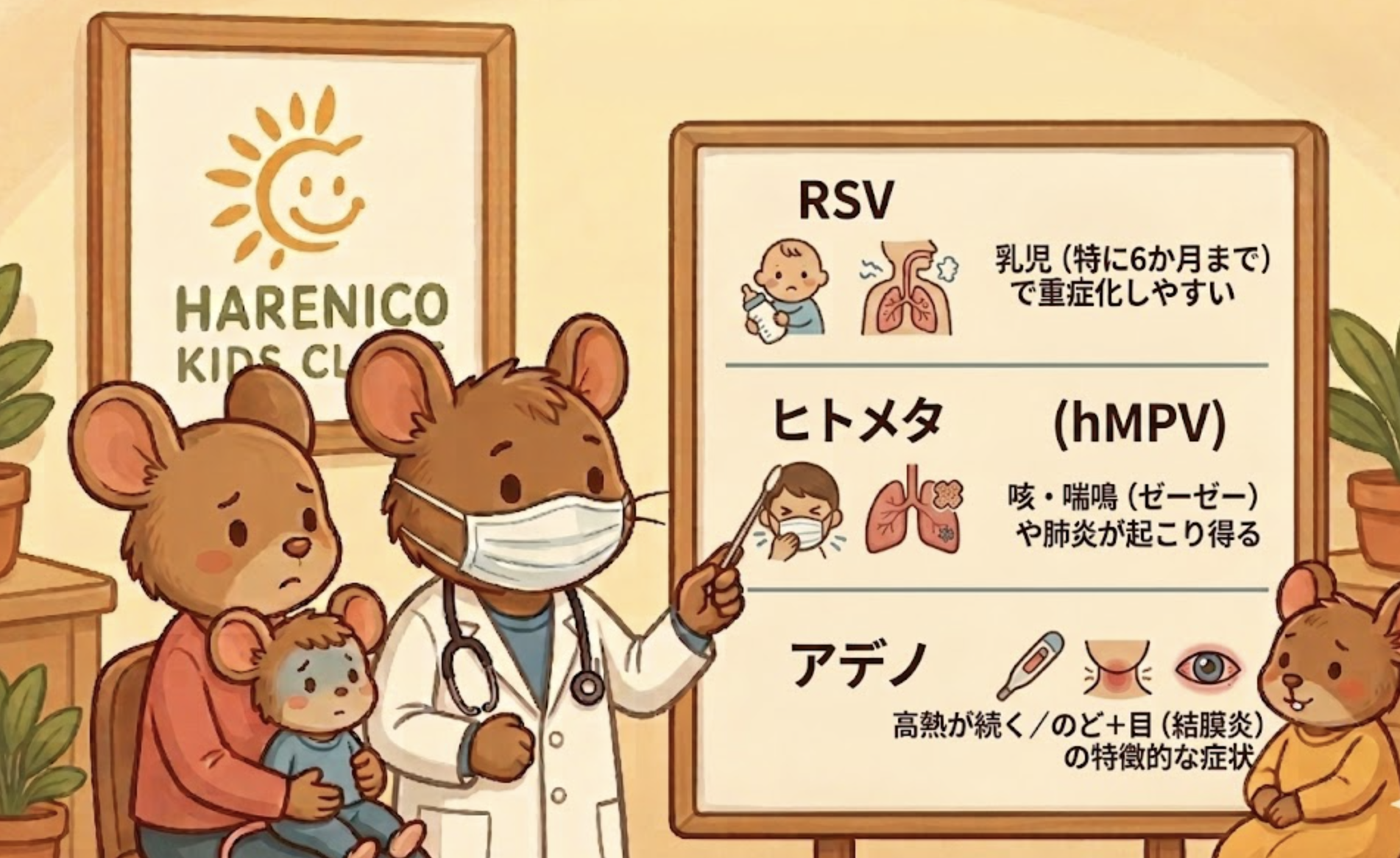 ヒトメタ・RSV・アデノが流行？「検査で特定すべき？」