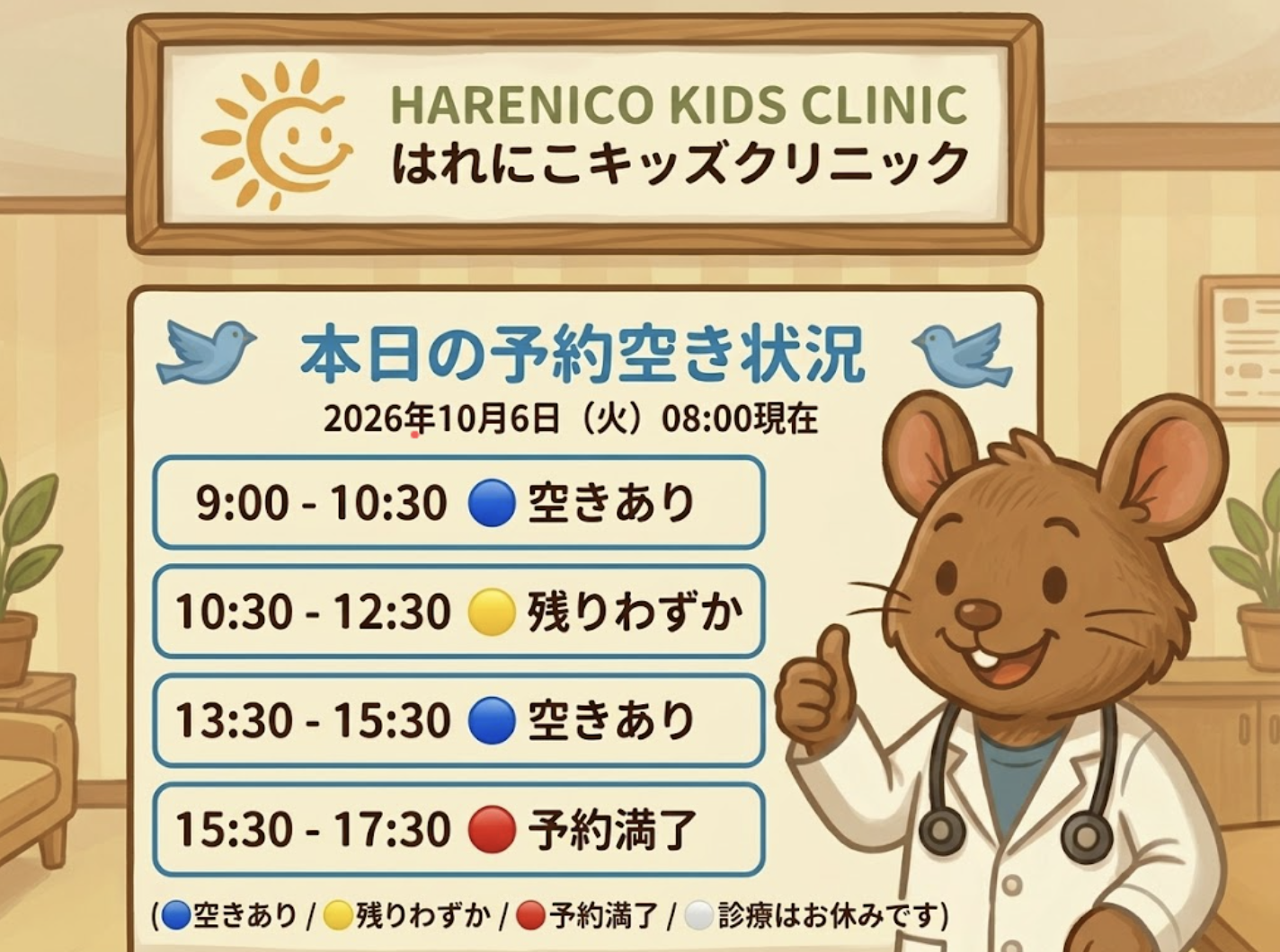 【はれにこキッズクリニックの外来混雑状況】