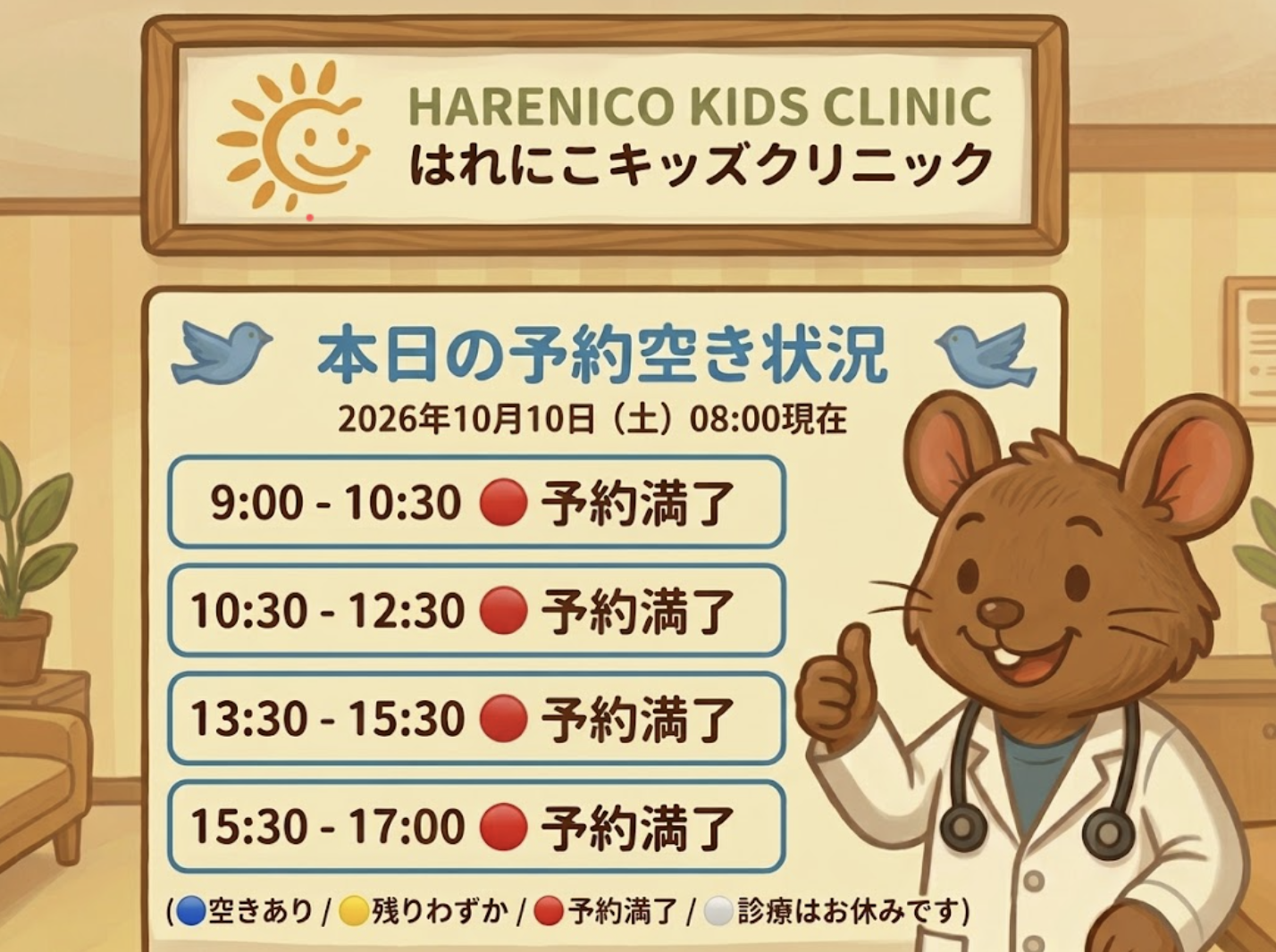 【はれにこキッズクリニックの外来混雑状況】