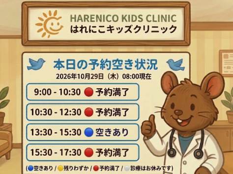 【はれにこキッズクリニックの外来混雑状況】